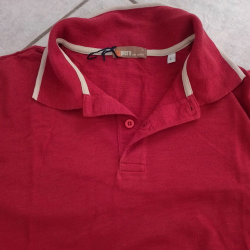 Del Piero men's t-shirt with collar and buttons size L like new, red