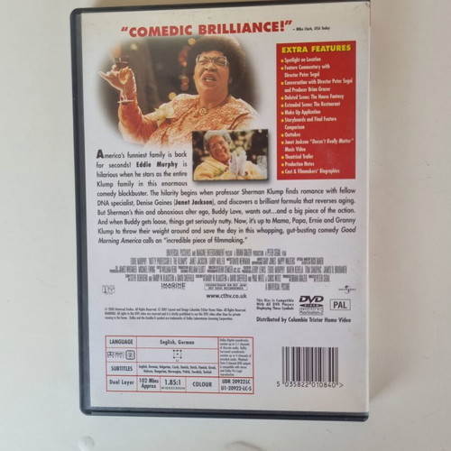 Nutty Professor II The Klumps DVD, comedy sci-fi