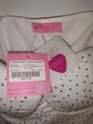 Marmalady Clothing Bar top new, white, size L with rhinestones