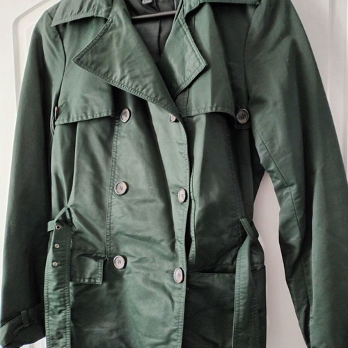 Zara Waterproof Trench Coat Size Large Like New Cypress Green