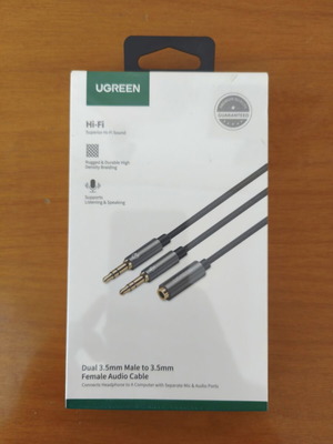 UGREEN καλώδιο 3.5mm splitter AV140 καινούργιο, dual male σε female