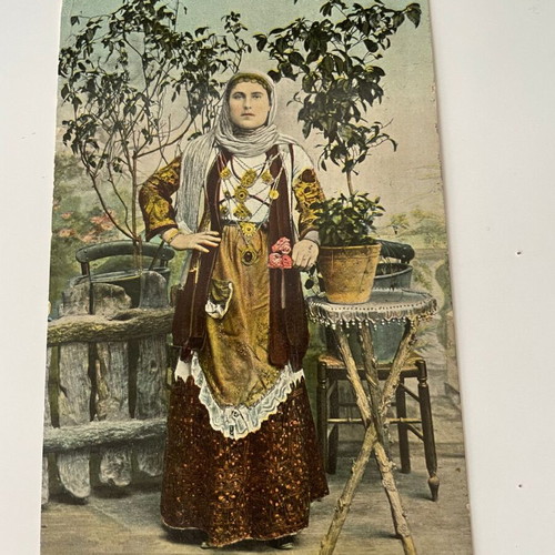 Old postcard used, Greek costume 1910