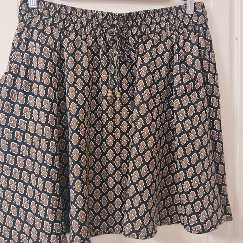Louche skirt with elastic waist like new, size L, black and brown