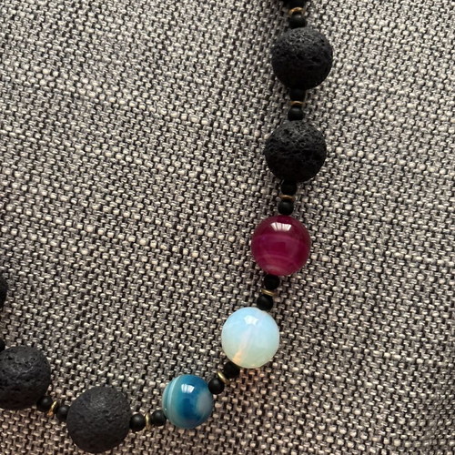 Necklace with volcanic lava and semiprecious stones new