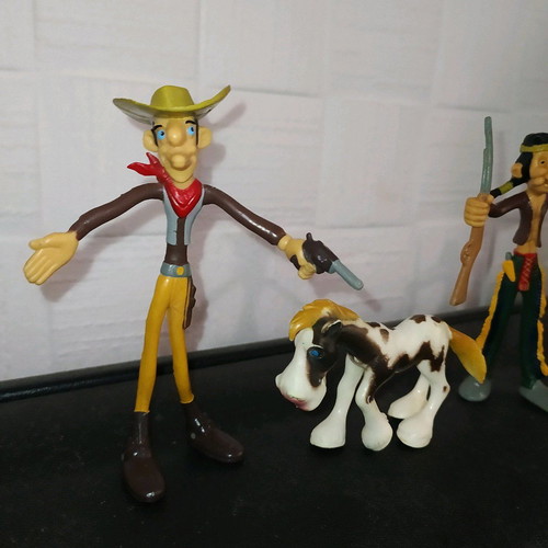 Lucky Luke '70 figures used, pack of three, soft plastic