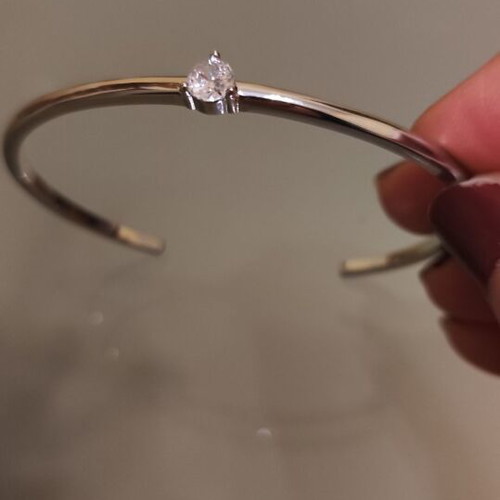 Bracelet open cuff with rhinestone, stainless steel, new, silver color
