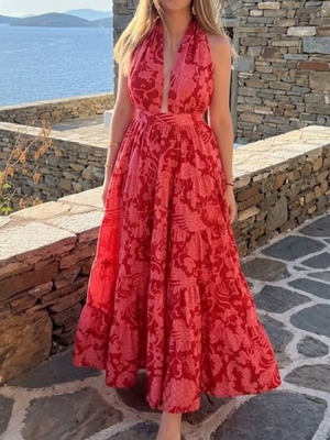 Karavan summer dress like new, pink and orange, size S