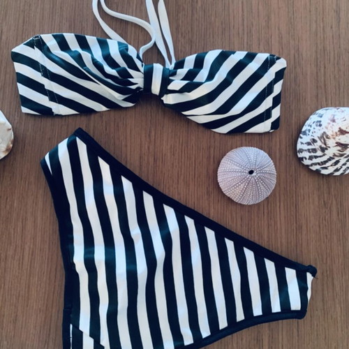 City Angels bikini, strapless top, black and white