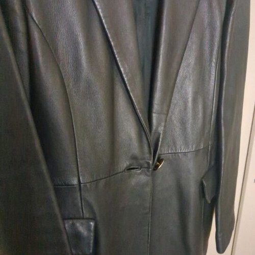 Gianni Versace vintage women's leather coat, black lamb nappa