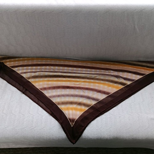 Headscarf used, beige and brown, size 90x90 cm