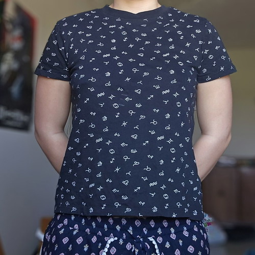 Primark zodiac sign t-shirt, black, XS