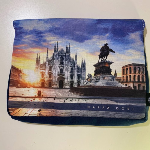 Toiletry bag Nappa Dori multicolor with Milan Duomo print, new
