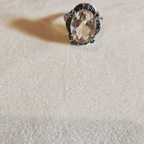 Antique 9K and 925 Silver Ring like new with White Transparent Stone