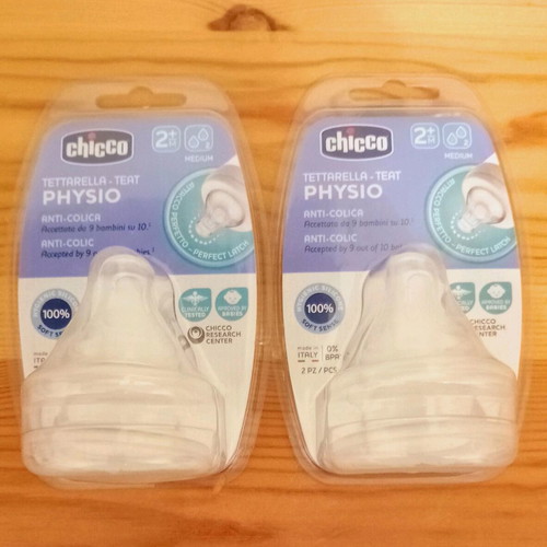 Chicco Physio Anti-Colic silicone teat replacement pack new, age 2+