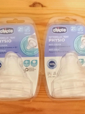 Chicco Physio Anti-Colic silicone teat replacement pack new, age 2+