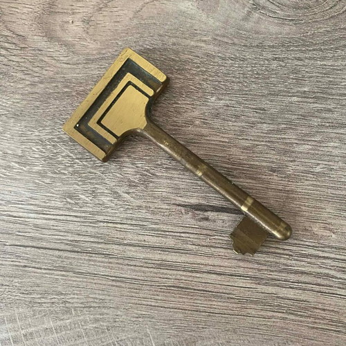 Vintage bronze key used, decorative, made in Italy