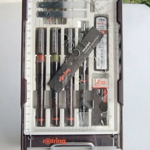 Rotring set of 3 rapidographs and accessories new