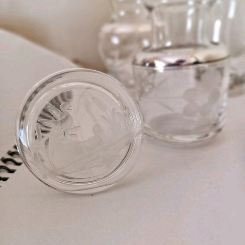 Handmade miniatures like new made of glass and silver leaf