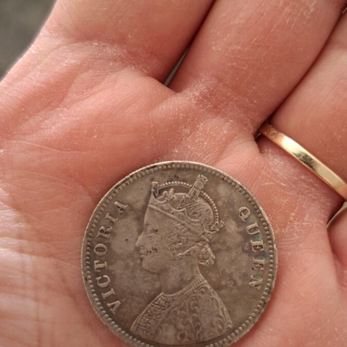 British India 1 Rupee 1862 Victoria Silver coin used with nice toning