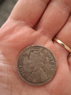 British India 1 Rupee 1862 Victoria Silver coin used with nice toning