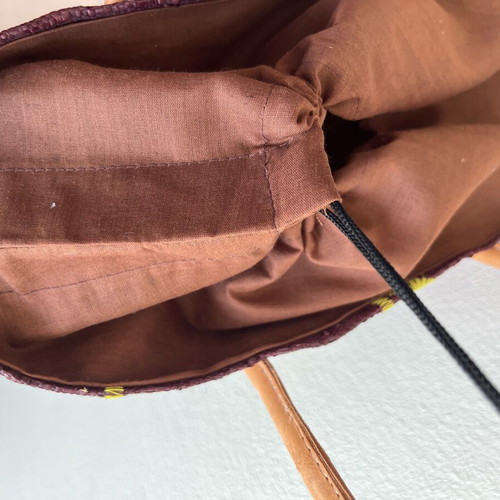 Straw bag Bag-All new with inner lining and drawstring closure, brown