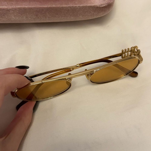 Miu Miu sunglasses, gold, with case, pouch and box