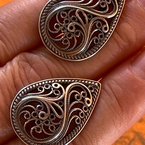 Silver Russian Filigree Earrings 925 stamped new