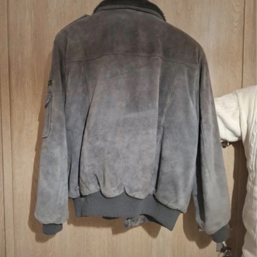Bomber jacket castor leather like new, black and grey, size L