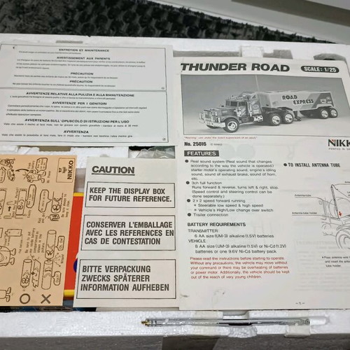 Nikko Thunder Road remote control truck new, vintage 1/25 scale toy