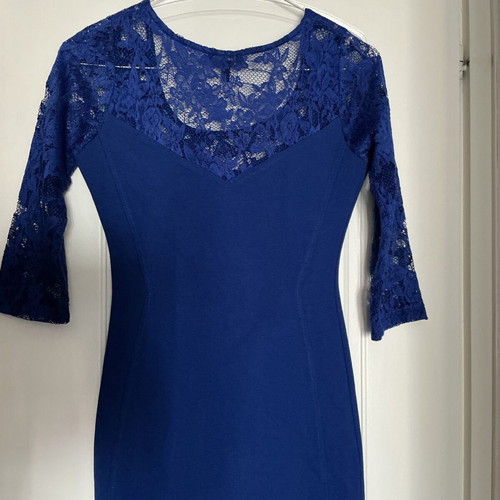 Bershka dress blue like new, cotton, elastane and polyester