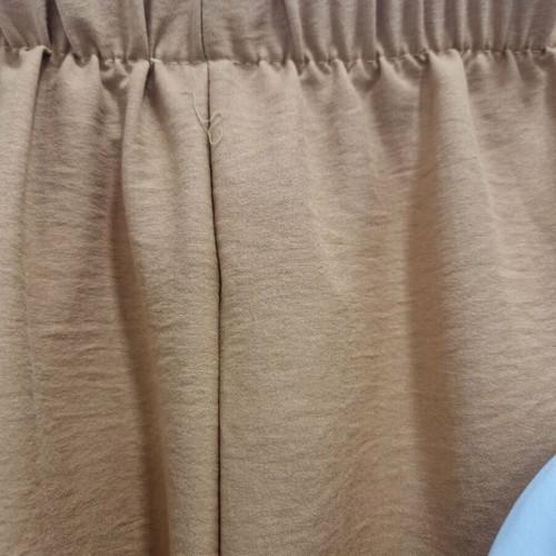Women's 2-Piece Set Camel Wide-Leg Trousers and White Clover Print Top Size 42