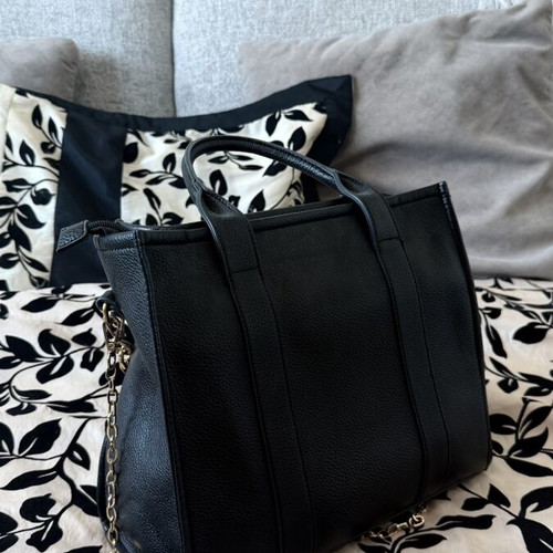 Regina Schrecker Black Handheld Bag Like New with Gold Chains