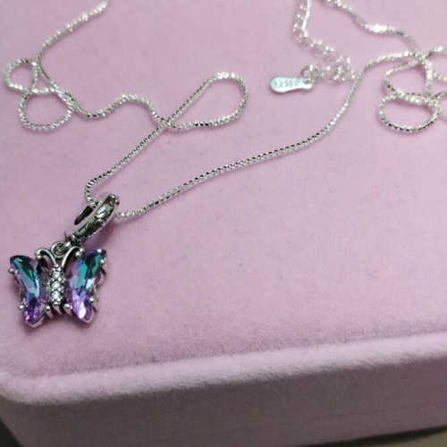 Silver chain with butterfly pendant new