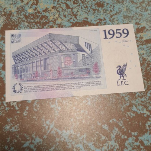 Liverpool FC Official Banknote 1959 Bill Shankly