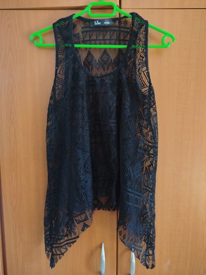 Lace blouse black S/M size like new, asymmetric design