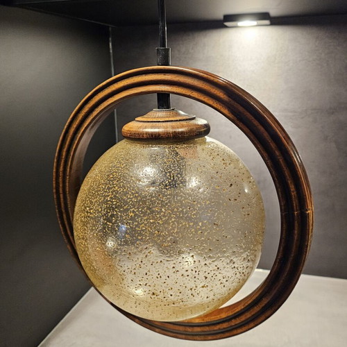 Vintage ring lamp with glass globe MCM like new
