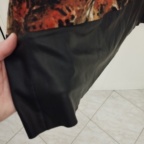 Dress M-L like new, brown-black, elastic fabric with satin finish