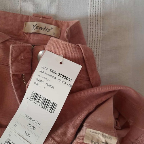Ysatis skirt super mini denim new salmon 100% cotton size 2