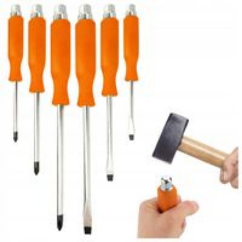 Set of 6 quality pass-through screwdrivers with ergonomic handle