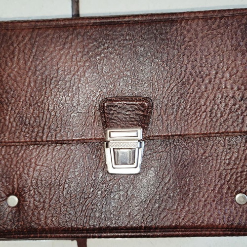Leather document bag, brown, 19x15x5 cm