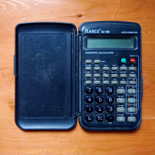 Scientific calculator used, unknown functionality, multi-operation