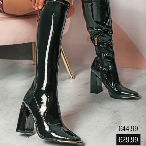 Patent leather boots size 41, like new, black