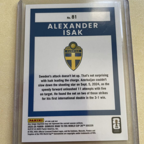 2025-26 Panini Optic Road to World Cup Alexander Isak Cherry Blossom card
