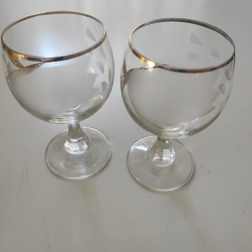 Crystal wine glasses new, set of 2 with gold from 1990