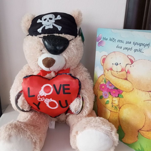 Valentine's plush teddy bear new pirate with gift A4 card