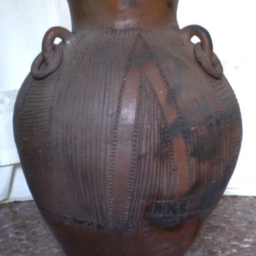 Κεραμικό πιθάρι Ζουλού tribal μεταχειρισμένο, μεγάλο αφρικανικό χειροποίητο έργο τέχνης