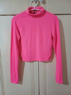 Crop turtleneck blouse used, pink, size S