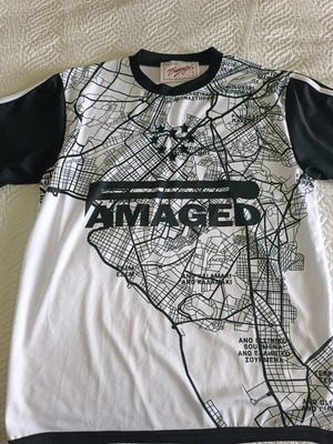 Damaged sport t-shirt, size medium, black and white