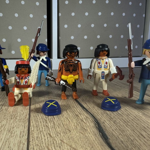 Vintage Playmobil Western and Soldiers Lot with 6 Figures, Like New