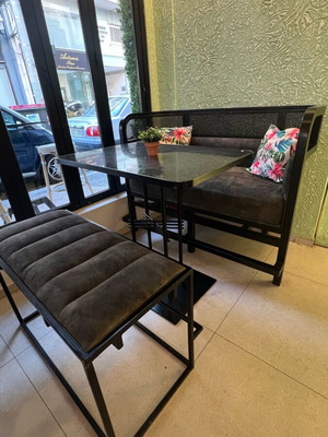 Modern industrial style sofa set like new
